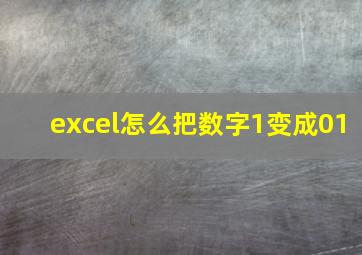 excel怎么把数字1变成01