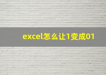 excel怎么让1变成01