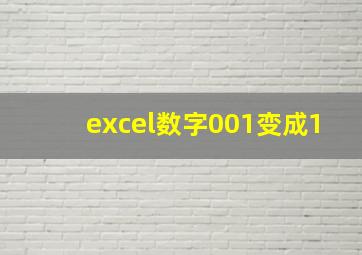 excel数字001变成1