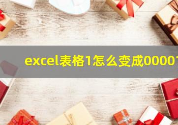 excel表格1怎么变成00001