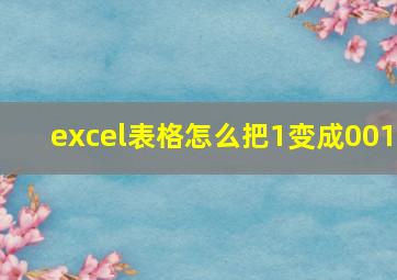 excel表格怎么把1变成001