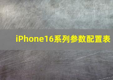 iPhone16系列参数配置表