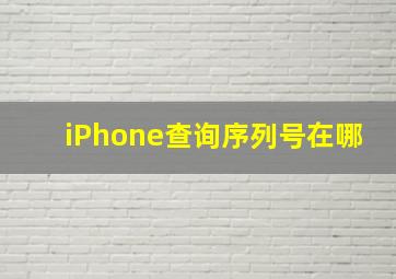 iPhone查询序列号在哪