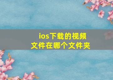 ios下载的视频文件在哪个文件夹