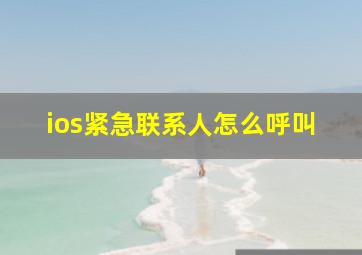 ios紧急联系人怎么呼叫