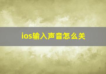 ios输入声音怎么关