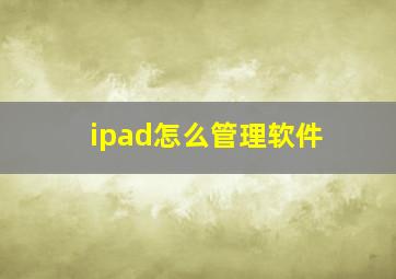 ipad怎么管理软件