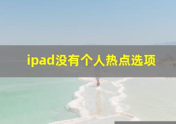 ipad没有个人热点选项