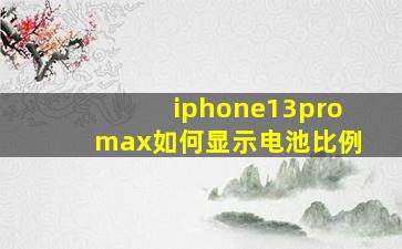 iphone13promax如何显示电池比例