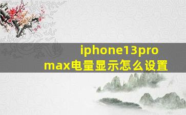 iphone13promax电量显示怎么设置