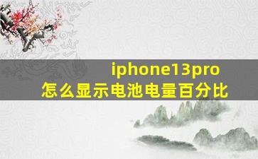 iphone13pro怎么显示电池电量百分比