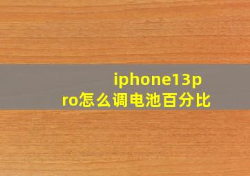 iphone13pro怎么调电池百分比