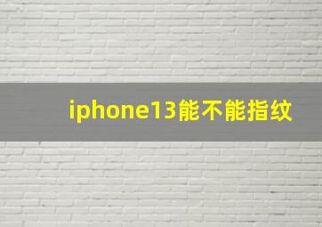 iphone13能不能指纹