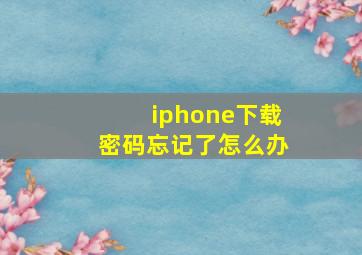 iphone下载密码忘记了怎么办