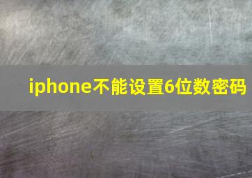 iphone不能设置6位数密码