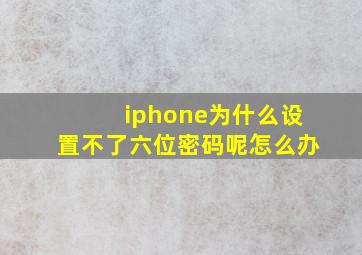 iphone为什么设置不了六位密码呢怎么办