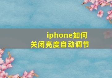 iphone如何关闭亮度自动调节