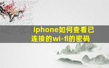 iphone如何查看已连接的wi-fi的密码