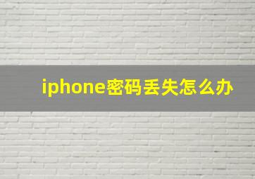 iphone密码丢失怎么办