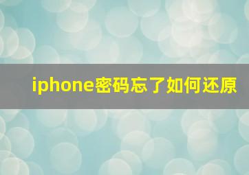 iphone密码忘了如何还原