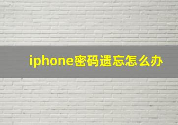 iphone密码遗忘怎么办