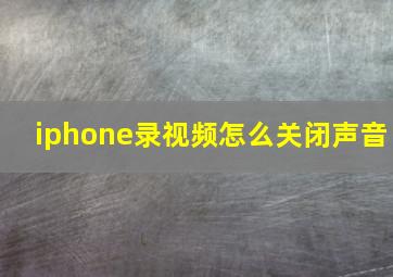 iphone录视频怎么关闭声音