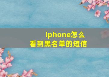 iphone怎么看到黑名单的短信