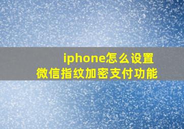 iphone怎么设置微信指纹加密支付功能