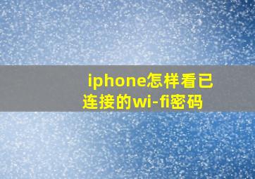 iphone怎样看已连接的wi-fi密码