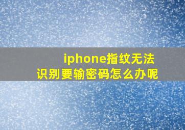 iphone指纹无法识别要输密码怎么办呢