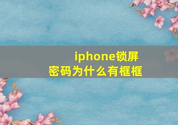 iphone锁屏密码为什么有框框