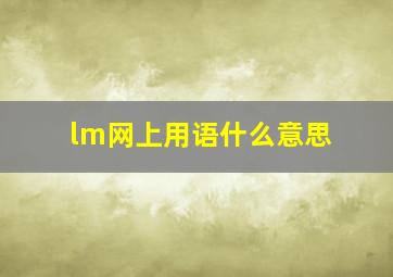 lm网上用语什么意思