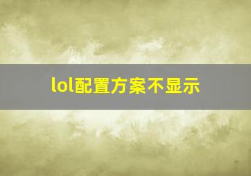 lol配置方案不显示