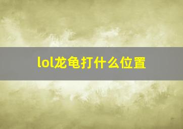 lol龙龟打什么位置