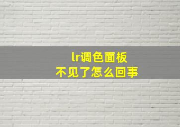 lr调色面板不见了怎么回事