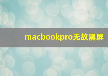 macbookpro无故黑屏