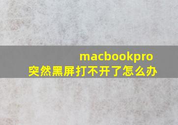 macbookpro突然黑屏打不开了怎么办