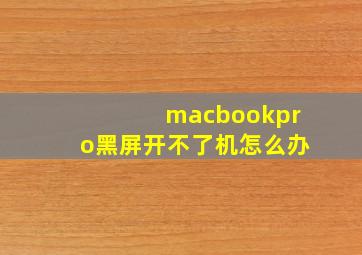 macbookpro黑屏开不了机怎么办