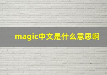 magic中文是什么意思啊