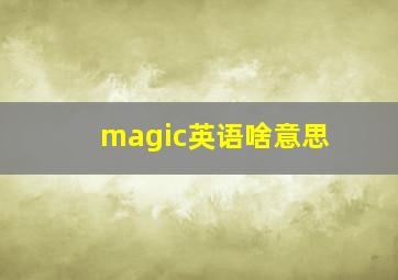 magic英语啥意思