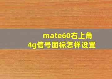 mate60右上角4g信号图标怎样设置