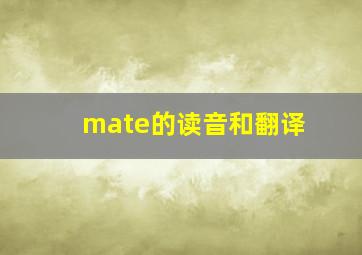 mate的读音和翻译