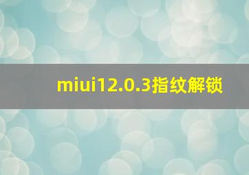 miui12.0.3指纹解锁