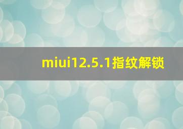 miui12.5.1指纹解锁