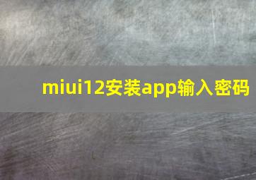 miui12安装app输入密码