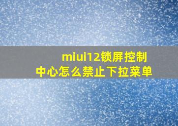 miui12锁屏控制中心怎么禁止下拉菜单