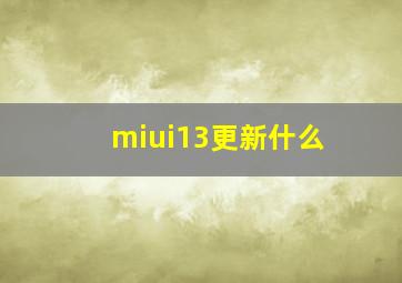 miui13更新什么