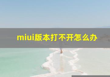 miui版本打不开怎么办