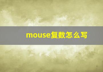 mouse复数怎么写