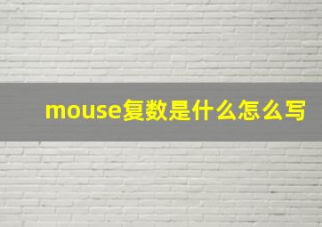 mouse复数是什么怎么写